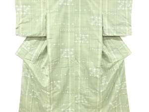 リサイクル　縞に琉球絣柄織り出し手織り紬着物